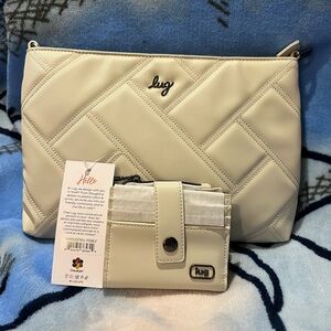 Lug Waltz Crossbody & Wristlet and Hurdle Wallet in Pebble Satin Luxe VL